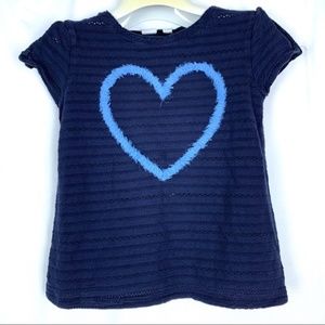 Gap Kids blue heart detail split cap sleeves tee M